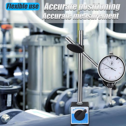 Dial Indicator with Magnetic Base and Point Precision Inspection Set, Dial Test Indicator Long Arm 0-1" Professional Gauge 0.001", Magnetic Dial Indicator Base Holder with Fine Adjustment