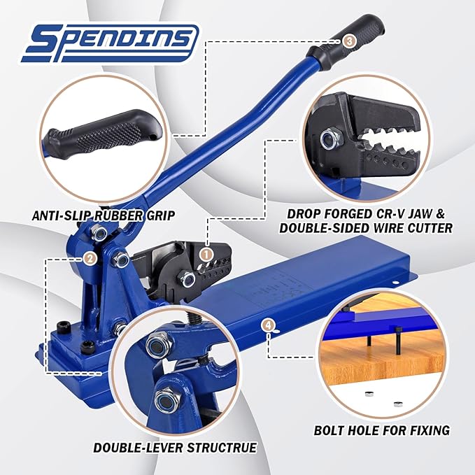 24 Inch Bench Swaging Cutting Tool, Wire Rope Crimping Tool for 1/16" 3/32" 1/8" 5/32" 3/16" Wires, 2-in-1 Crimper and Cutter, Swager Crimper for Copper Aluminum Oval Sleeve and Stop Sleeve