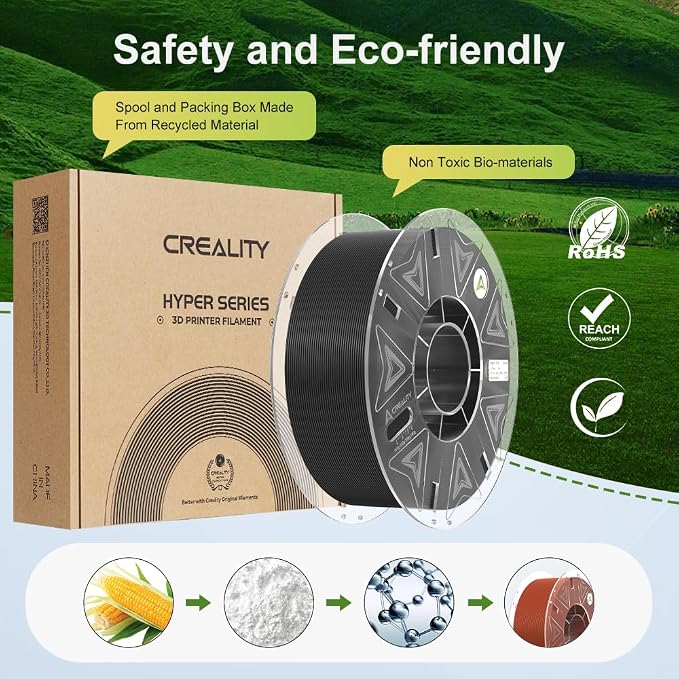 Creality Hyper PLA Filament 1.75mm, RFID 3D Printer Filament for High Speed 30-600mm/s, PLA Filament Support CFS, Fits for K2 Plus Combo and Most 3D Printers 1kg(2.2lbs)/Spool