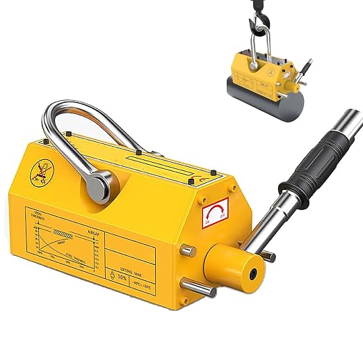 Permanent Magnetic Lifter, 660 lb/300kg Pulling Capacity, Strong Neodymium Magnets Lifting Magnet with Release Handle and Steel Hook for Lifting Plate Steel, Board, Used in Shop Crane, Hoist, Board