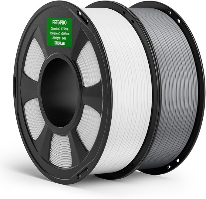 PETG PRO Filament 1.75mm White and Grey 2KG, 1.75mm PETG 3D Printer Filaments Enhanced Toughness and Weather Resistance, Fit for Most FDM 3D Printers