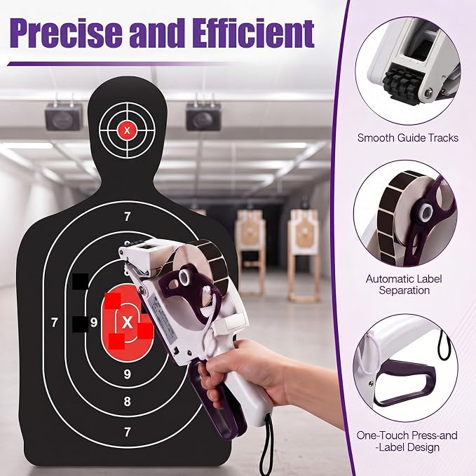Target Paster Tape Gun, Manual Applicator Label Applicator with 2 Rolls Square Target Pasters Hand Held Portable Sticker Labeler for Retail Store Warehouse Targets Repair Yh-30