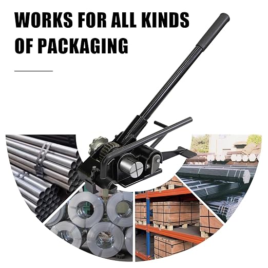 Heavy Duty Banding Strapping Tensioner & Cutter Manual Packaging Tools Windlass for 1/2"-3/4" Width Metal Steel Strapping Coil