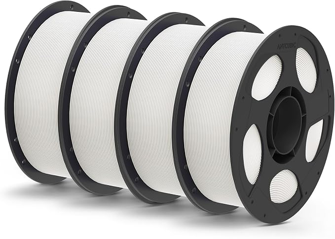 ANYCUBIC Matte PLA Filament Bundle 4KG, 3D Printing PLA Filament 1.75mm Dimensional Accuracy +/- 0.03mm, 1KG Reusable Spool, White