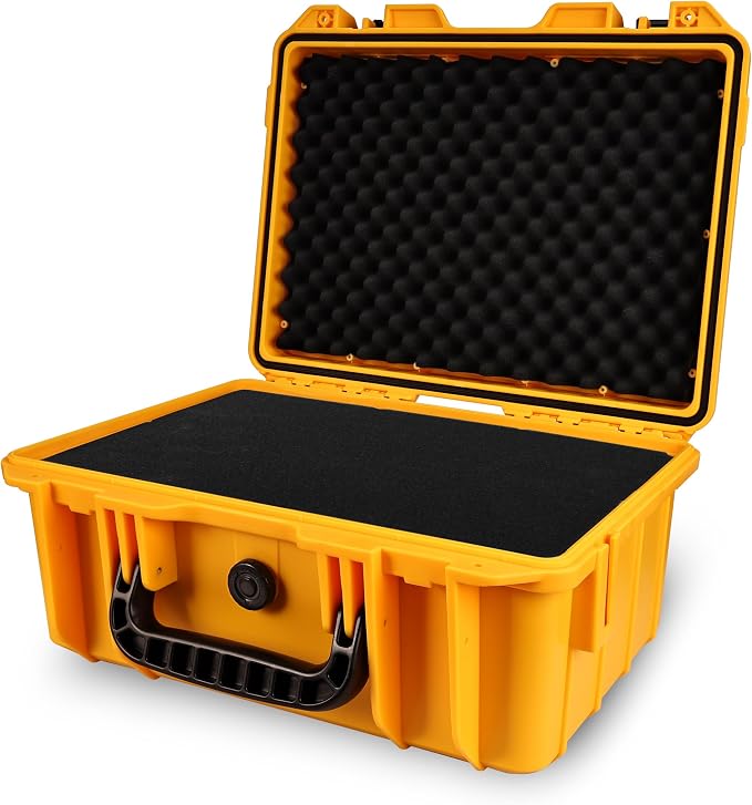15inches Waterproof Hard Case with DIY Customizable Foam Insert Portable Protective Case for Camera Drones Equipments Tools (Yellow-DIY)