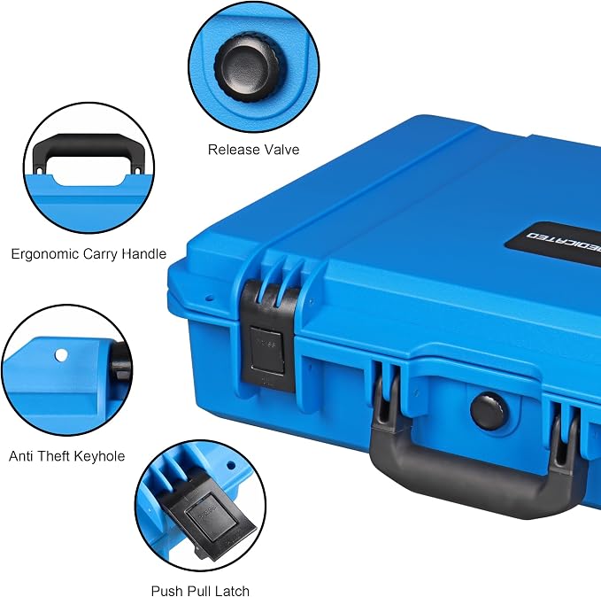 IP67 Waterproof Protective Hard Case with Custom Foam Insert, 18", Blue | For Technicians, Photographers And Field Work; Fits Tools, Cameras, Drones, Audio Gear, Electronics And Test Instruments