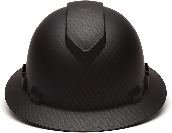 Pyramex Ridgeline Full Brim Hard Hat 4 Point Ratchet Vented Matte Black Graphite Pattern