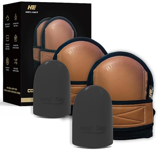 Super Soft Leather Knee Pads for Work With Extra Pair of upgraded Liners, Shorts Available, Replaceable Inner Cushion Knee Pads for Construction, Garden, Clean, Floor and Garage – Beige