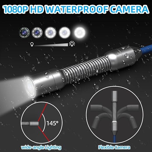 Sanyipace Sewer Inspection Camera Probe, 0.67in/17mm Camera Lens, 8pcs LED Lights, 1000TVL, IP68 Waterproof (ONLY for Sanyipace Sewer Camera, Model: S8417D)
