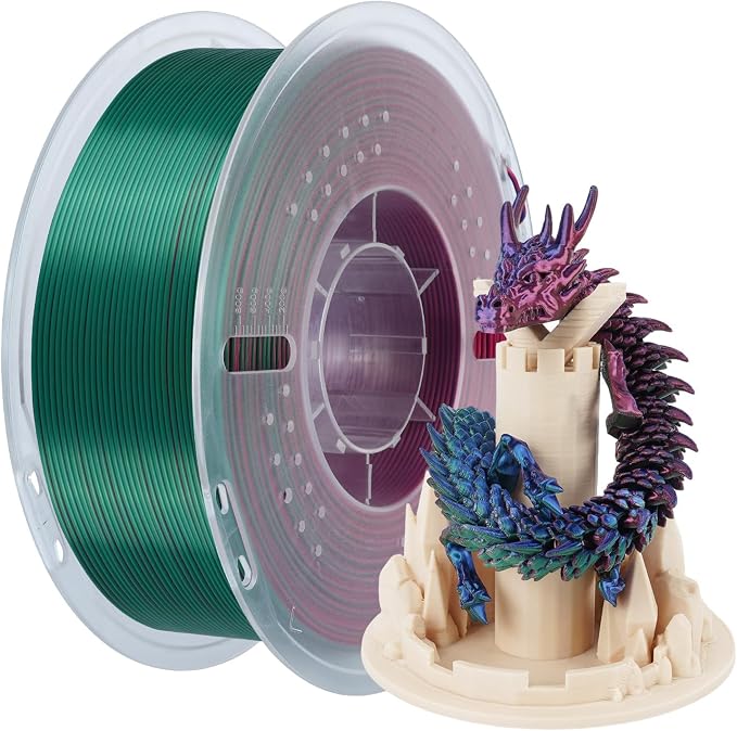 Kingroon PLA Filament, Multicolor Silk PLA Filament, Tri Color 3D Printer Filament, 1.75 mm, Dimensional Accuracy +/- 0.03 mm, 1kg Spool(2.2lbs), Red Blue Green