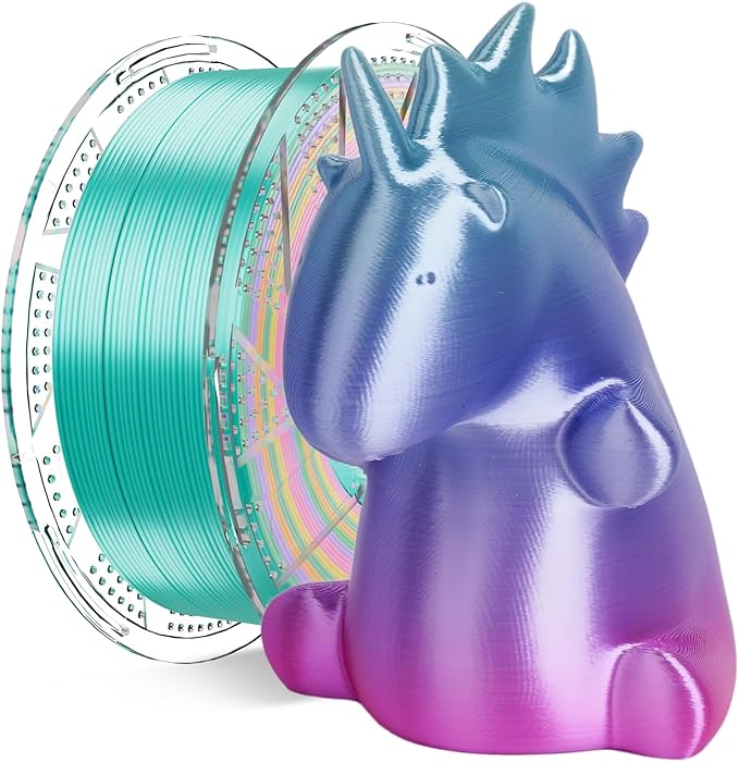 Conjure Silk Rainbow PLA 3D Printer Filament, Multicolor Rainbow PLA Pink Purple Green Yellow Candy Filament 1.75mm 3D Printing Filament 1KG/2.2LB