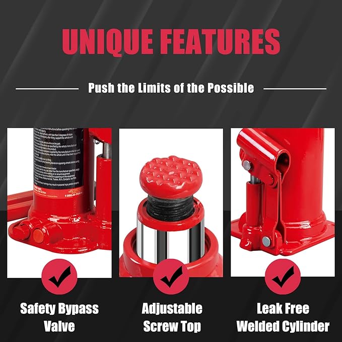 Torin T90413 Big Red Hydraulic Bottle Jack with Carrying Case, 4 Ton (8,000 lb) Capacity