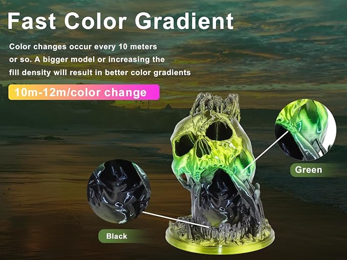 LOVOON pla Filament 1.75mm 3D Printer Filament 1kg, Black Green Gradient Filament Color Changing PLA,3D Printing Filament for 3D Printer 3D Pen, Halloween,1KG(2.2lbs) /Spool