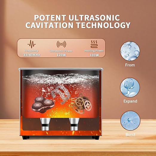 SOUTH BASE Ultrasonic Cleaner,3L 120W Stainless Steel Ultrasonic Jewelry Cleaner with Cleaning Basket,Timer&Heater,Encoded Sonic Cleaner for Cleaning Jewelry,Eyeglasses,Coins