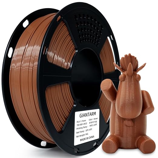 GIANTARM PLA Filament,Brown 3D Printer Filament 1Kg(2.2lbs) Spool,1.75mm Dimension Accuracy +/- 0.03mm,Fit Most FDM 3D Printers