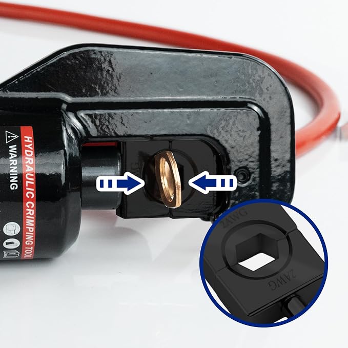 AMZCNC 10 Tons Hydraulic Wire Battery Cable Lug Terminal Crimper Crimping Tool With 9 Pairs of Dies,1/8” Wire Rope Crimping Tool