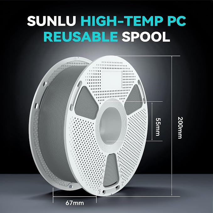 SUNLU PA6-GF 3D Filament 1.75mm 1KG, 25% Glass Fiber Nylon Filament, High Temp Resistance 401°F (205°C), Corrosion Resistance, Engineering Filament, Dimensional Accuracy+/-0.03mm, 1KG Spool, Grey