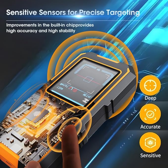 3 in 1 Stud Finder Wall ScannerLaser Distance Meter, Multifunctional Rechargeable Stud Detector with Metal, Wood AC Wire, Upgraded Smart Sensor Comes with HD LCD Display