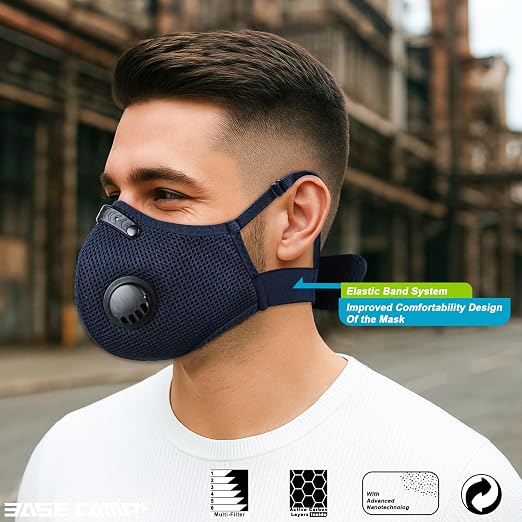 BASE CAMP Upgrade M Plus Dust Mask, Respirator Mask with 99.9% Effective Carbon Filter for Woodworking,7 Layer Breathable Face Protection for Construction, Dust, Landscaping, Sanding, Painting