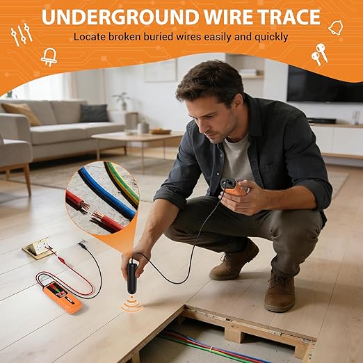 Underground Wire Locator, VXSCAN F04 Cable Locator with Earphone, Buried Wire Locators for Dog Fence Cables, Wire Locator Electrical for Detecting Cable Breaks, Irrigation Control Wires