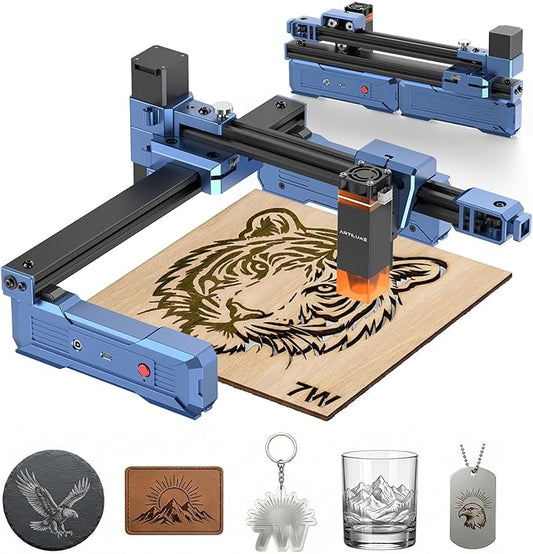 Artilume Laser Engraver 7000mW Foldable Design Laser Engraver and Cutter Machine 0.01mm Precision Large Working Area 200 * 150mm for Wood Leather Acrylic Best for Beginners Small Business