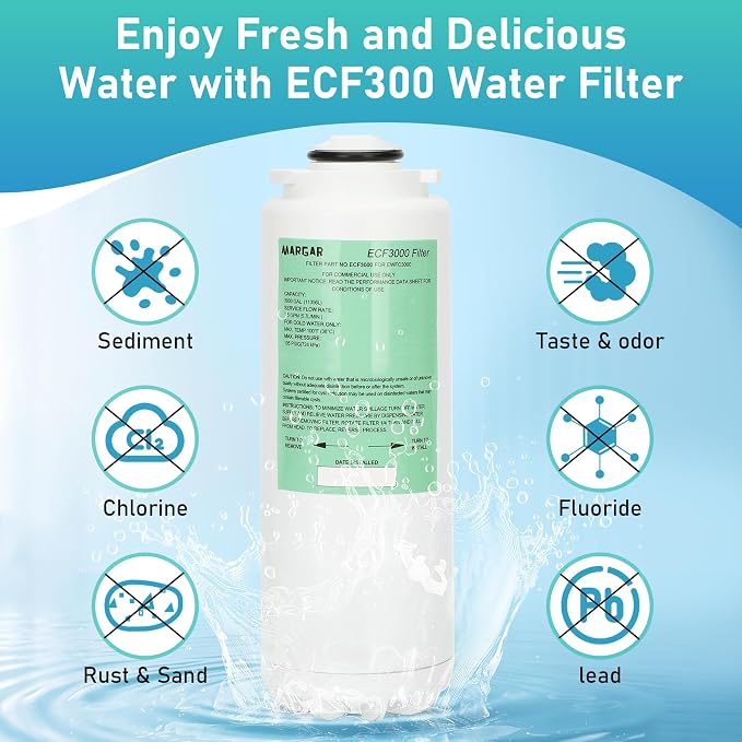 ECF3000 Filters, Compatible with Elkay ezH2O WaterSentry Plus Replacement, High Capacity 3000 Gallons for Built-in Elkay Water Dispenser 51300C ECF3000 ERF750 Filters Replacement (No Chip) 3 Packs