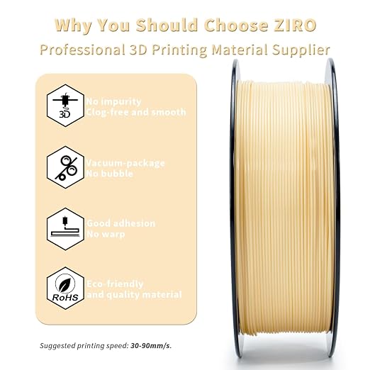 ZIRO PLA Filament 1.75mm,3D Printer Filament PLA PRO Basic Color Series， 1.75MM 1KG Spool, Dimensional Accuracy +/- 0.03mm, Skin