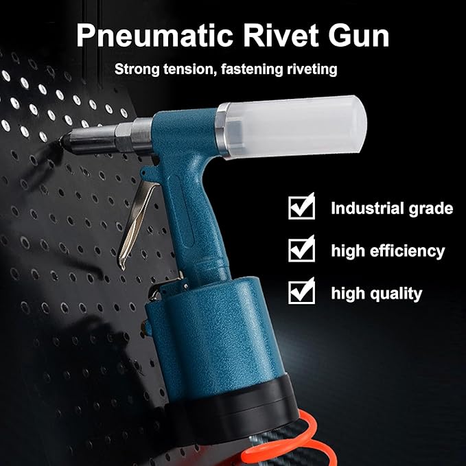 Vanwoke Pneumatic Rivet Gun,Air Pop Riveter Gun Tool Kit with 3/16",5/32", 1/8" and 3/32" Capacity Nosepieces with 40PCS Rivets,Heavy Duty Pop Pneumatic Riveter Riveting Tool