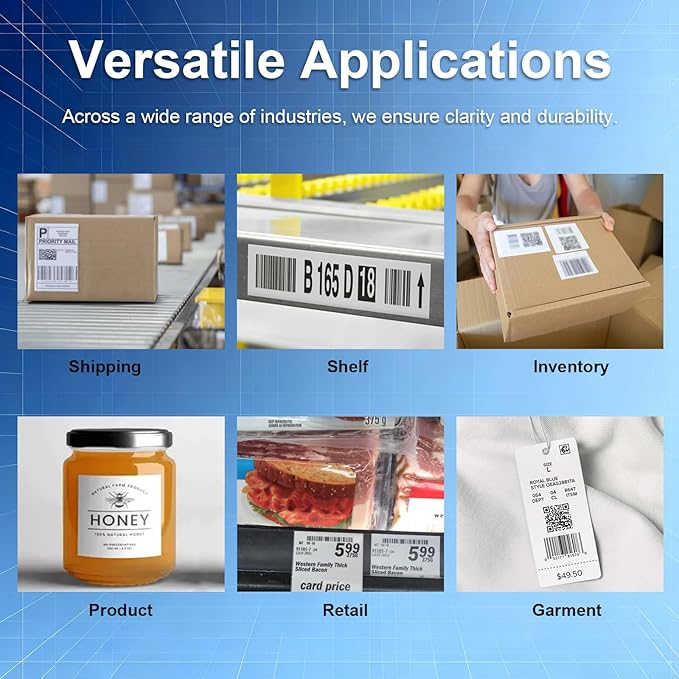 6 Rolls 2.36" x 1476' Premium Enhanced Wax Thermal Transfer Ribbon, 60mm x 450m Black Industrial Barcode Label Printer Ribbon - Compatible with Zebra, TSC, GoDex, Citizen, 1" Core