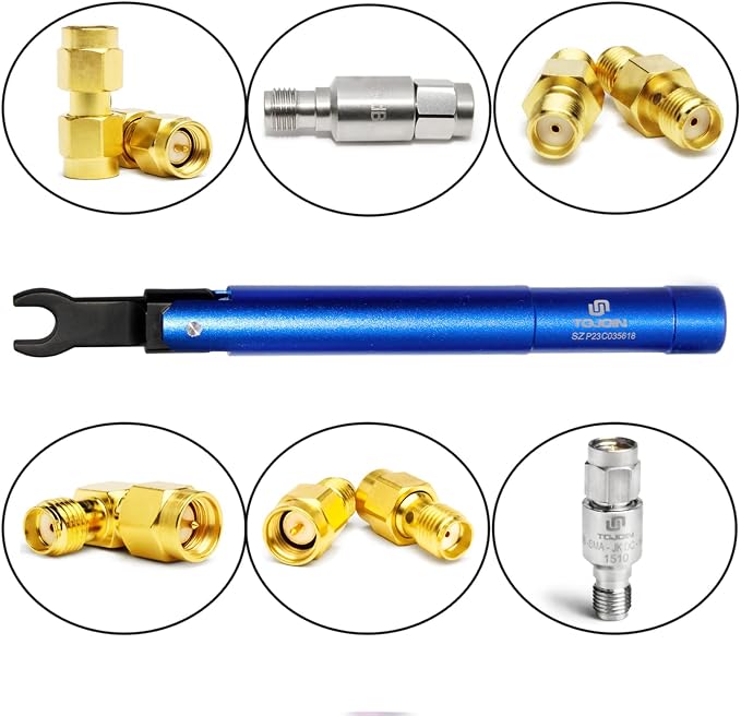 TOJOIN 2 pcs SMA Torque Wrench for RF Connector 8 in·lbs (0.9 N·m) Opening 8mm (5/16") for SMA 3.5mm/2.92mm Adapter Convertor Portable Spanner for Professionals Industry Blue