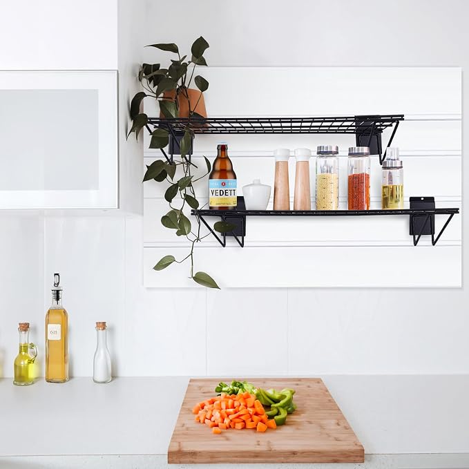 24-Inch Width Slatwall Shelves, Duty Storage Slatwall Shelf, Slat Wall Wire Shelf, Black Slatwall Accessories -2 Pack