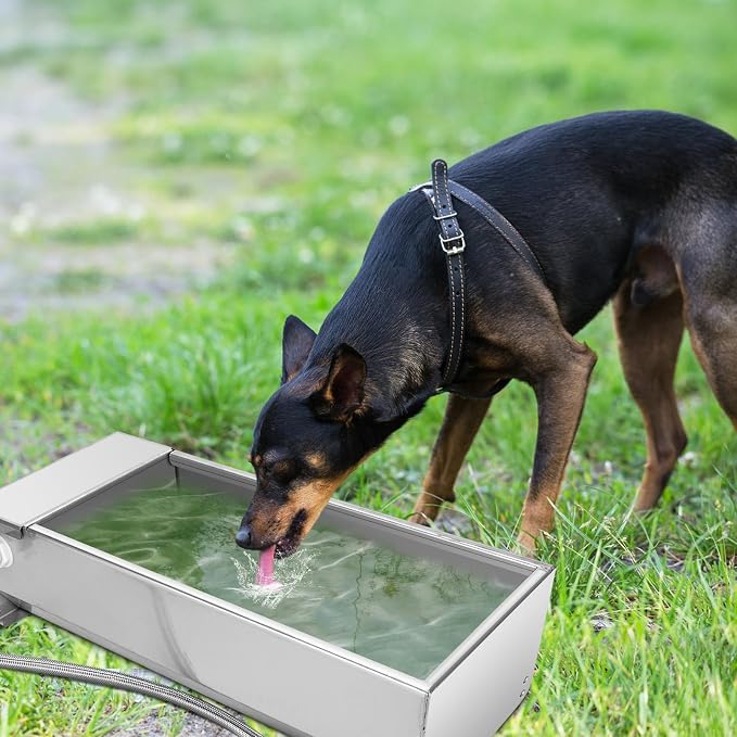 Stainless Steel Cattle Drinking Bowl, Horse Cattle Drinker, Automatic Drinking Bowl with Hanging Float Valve, 7.5 Liters, Drinking Bowl for Horses, Cattle, Sheep, Dogs