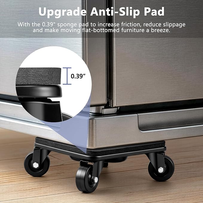 KEDSUM Furniture Dolly with Anti-Slip Groove Design & Pad for Legged & Flat-Bottom Furniture, Heavy Duty Furniture Movers with 2" Wheels, Supports 1500LBS, Easily Move Piano, Sofa, Table, Cabinet