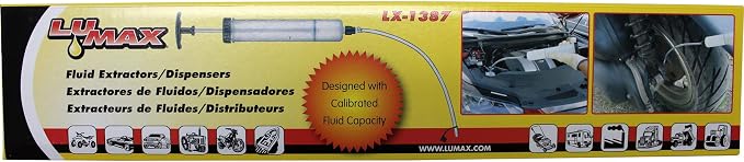 Lumax LX-1387 Fluid Extractor/Dispenser, (15 oz.), Syringe-Action Pump for Brake Fluid, Antifreeze, Power Steering Fluid, Gear Oil & Coolant. Automotive, Garage, Marine & Industrial Use