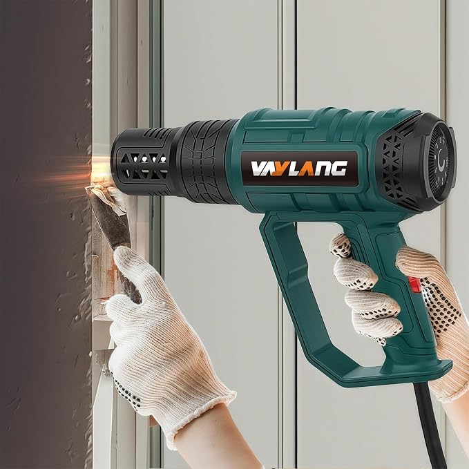 Upgraded Heat Gun - 8 Temp Settings & 2 Fan Speeds, with 4 Nozzles for Welding, Paint Stripping, Shrink Wrapping, Thawing, DIY QR611B