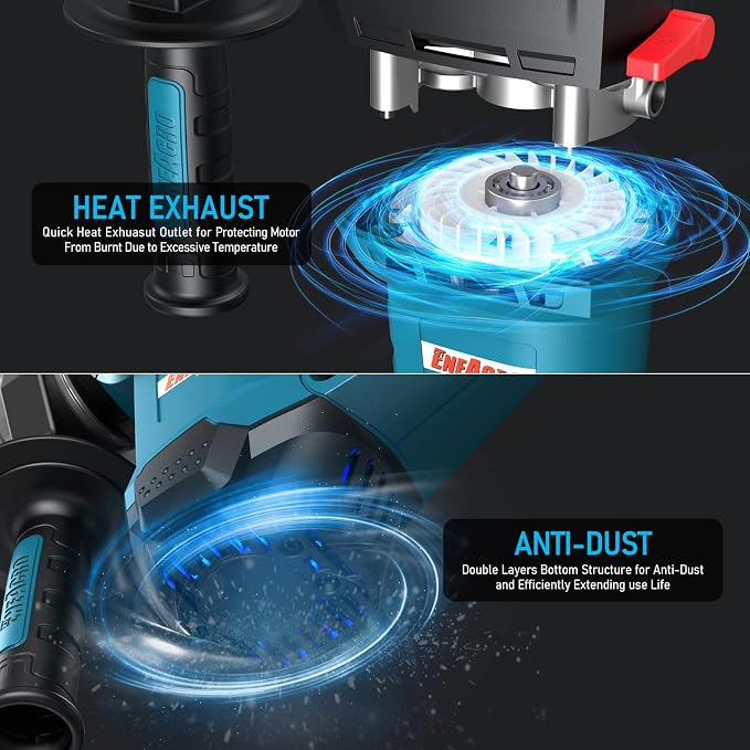 ENEACRO 1-1/4 Inch SDS-Plus 12.5 Amp Heavy Duty Rotary Hammer Drill | Safety Clutch, 3 Functions, Vibration Control, Includes Grease, Chisels, Drill Bits & Case