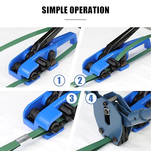 Heavy Duty Banding Strapping Tensioner & Cutter Manual Packaging Tools Windlass for 1/2"-3/4" Width Polyester Poly Strap(Alloy Steel Material)