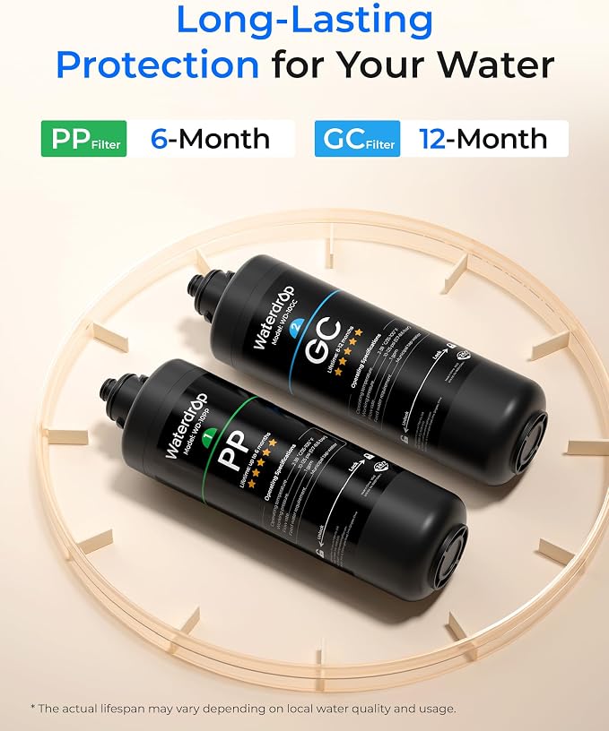 Waterdrop TSA 3-Stage Replacement Water Filter, 3-Pack (2 x 10PP, 1 x 10GC), Replacement for Waterdrop TSA & TSB & TSA-UF & TSB-CM 3-stage Under Sink Water Filtration System