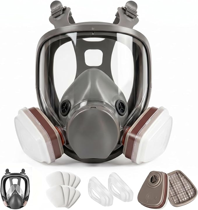 Full Face Respirator Mask with Filters, Gas Masks for Adult, Applicable to Dust, Paint, Chemicals, Gas, Epoxy Resin, DIY etc