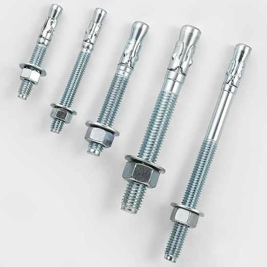 Wensilon 1/2x4-1/4" 50Pcs Inch Standard Fasteners for Heavy-Duty Zinc Wedge Anchors for Cement and Concrete