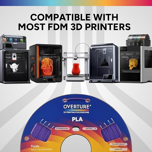 OVERTURE 2KG Bundle High Speed PLA Filament 1.75mm, Neatly Wound 3D Printer Filament 2 Pack 1kg Spool (2.2lbs) Rapid PLA, Fit Most FDM 3D Printers (Purple+Green)