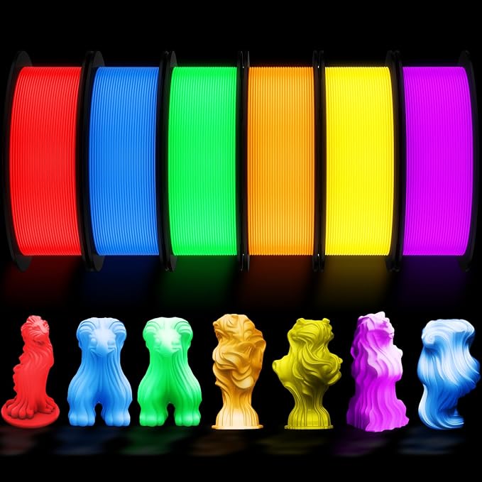 Pangda 3D Printer Filament Pla Bundle 1.75mm Multicolor, ±0.02mm Dimensional Accuracy, 3D Printing Filament for DIY Projects, Holiday Crafts(1.5 kg,Glow Color)