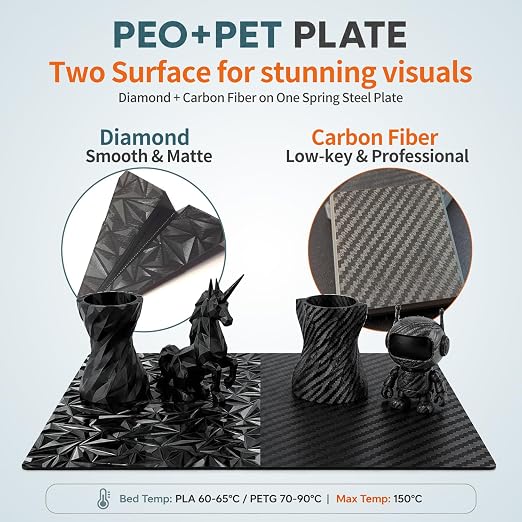 370x370mm K2 Plus Build Plate, Double-Sided PEO PET Build Plate Printing Bed Platform for Creality K2 Plus 3D Printer,Flexible Spring Steel Sheet for Creatily K2 Plus