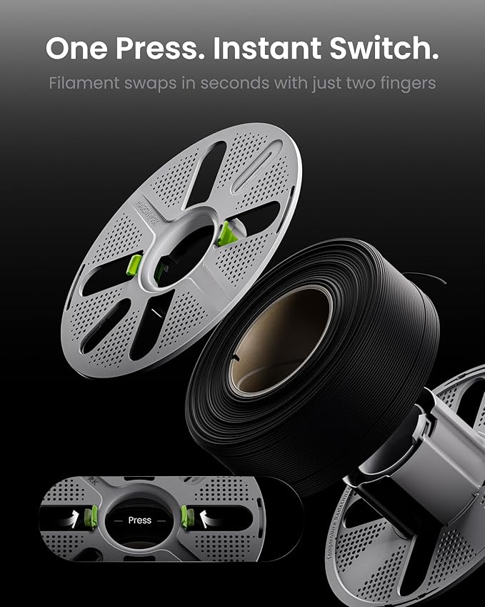Quick-Swap Reusable Spool for Refill Filament, Two-Finger Press Design, Compatible with Bambu Lab 3D Printers, Empty Filament Spool, 2 pcs