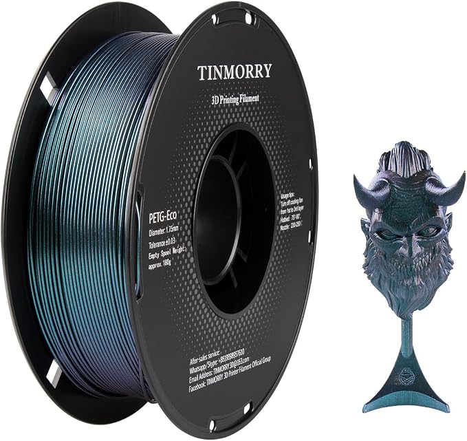 TINMORRY Galaxy PETG Filament 1.75, Rapid PETG 3D Printer Filament, Compatible with Bambu FDM 3D Printer, 1 KG 1 Spool, Chameleon Blue/Purple