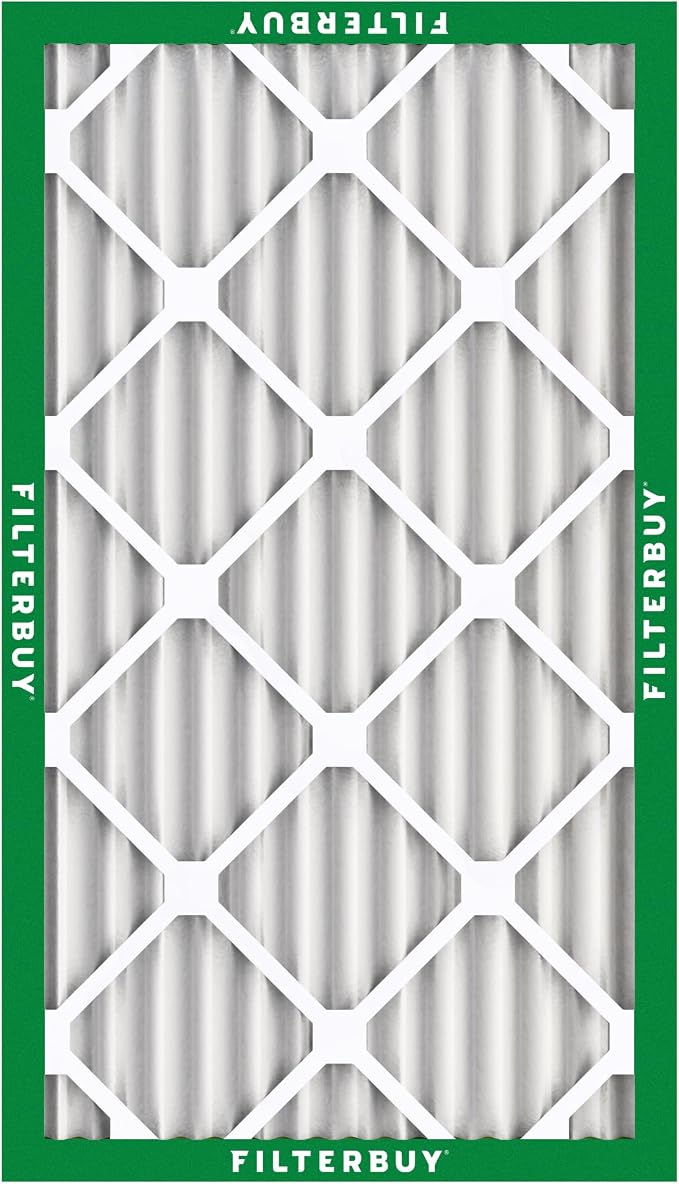 Filterbuy 16x25x2 Air Filter MERV 8 Essential Dust & Allergy Defense (6-Pack), Electrostatic Pleated HVAC AC Furnace Filters Replacement, Made in USA (Actual Size: 15.50 x 24.50 x 1.75)