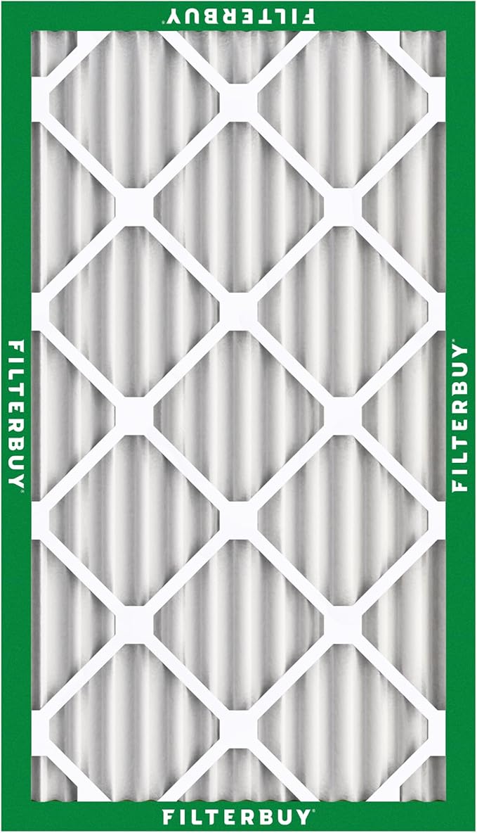 Filterbuy 16x30x2 Air Filter MERV 8 Essential Dust & Allergy Defense (12-Pack), Electrostatic Pleated HVAC AC Furnace Filters Replacement, Made in USA (Actual Size: 15.69 x 29.69 x 1.75)