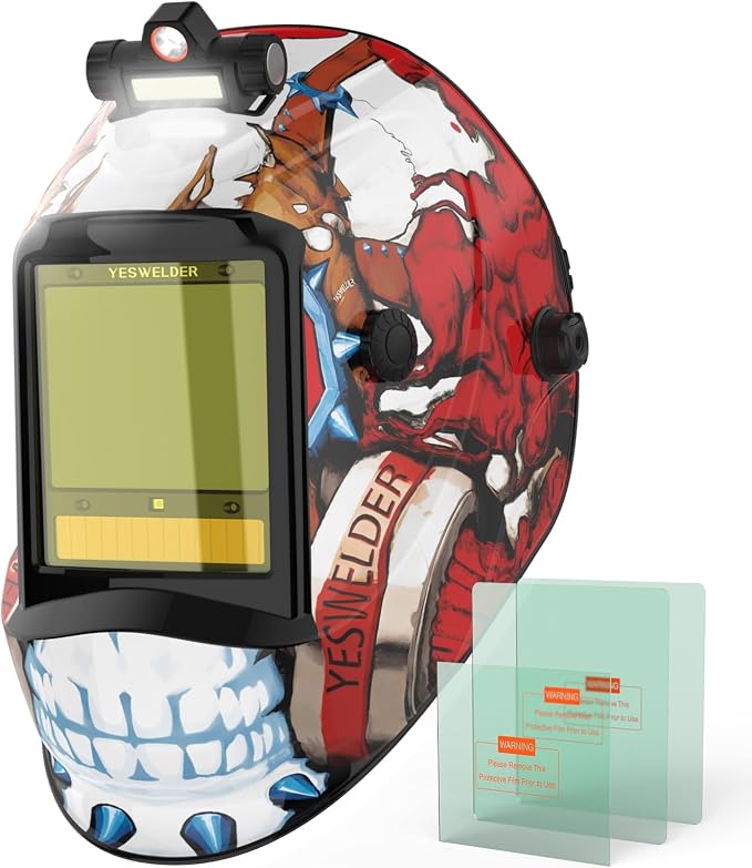 YESWELDER Intelligent Auto-Shade Auto Darkening Welding Helmet Large View with LED, Digital Filter, 1/1/1/1 True Color Solar Powered, Shade 3/5-9/9-15 Welder Mask for MIG/TIG/Stick/Cut/Grind