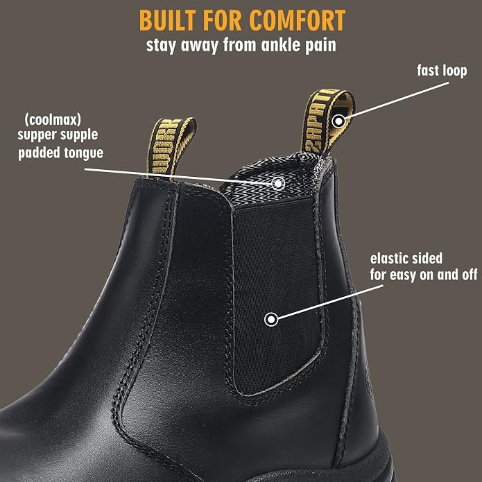 Work Boots for Men, Composite/Soft Toe Waterproof Working Boots, Slip Resistant Anti-Static Slip-on Safety Working Shoes 8 9 10 11 12 13