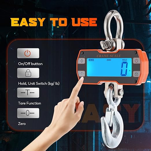 CGOLDENWALL Digital Crane Scale 4400lb Industrial Hanging Scale Handheld Hoist Scale kg lb Switchable 2000kg Wild Game Scale for Farms, Hunting and Livestock